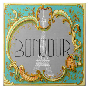 Carreau Bonjour Paris Vintage Tour Eiffel Collage