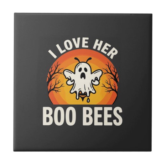 Carreau Boo Bees Halloween Ghost Bee Funny Design_1 (Devant)