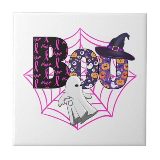 Carreau Boo Halloween octobre rose (Devant)