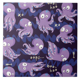 Carreau Boo Octopus mignon Violet Enfants Vêtements & Déco