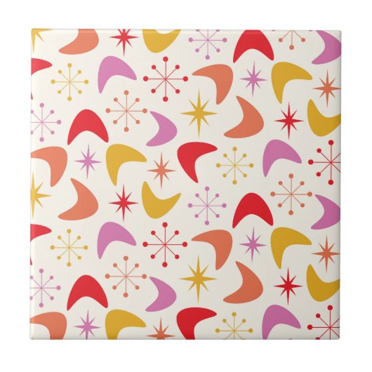 Carreau Boomerang du milieu du siècle avec Starbursts colo (Devant)