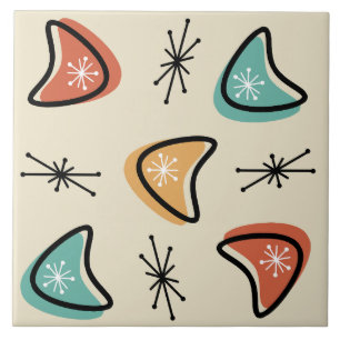 Carreau Boomerangs atomiques Starbursts Multicolore