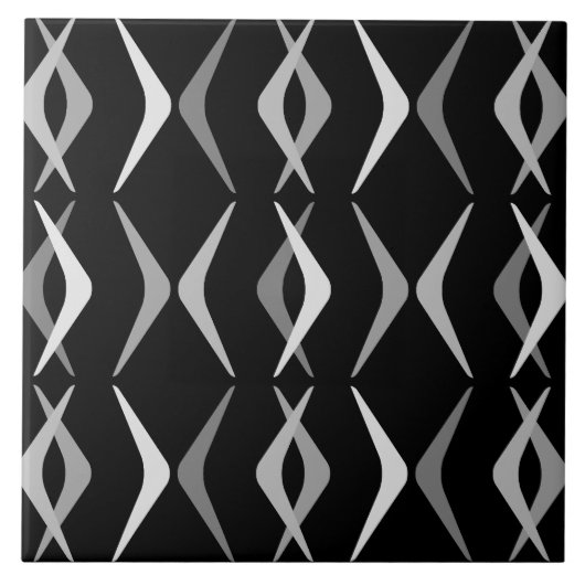 Carreau Boomerangs du milieu du siècle noir gris (Devant)