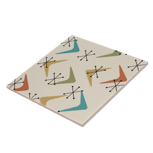 Carreau Boomerangs du milieu du siècle Starbursts Multicol (Côté)