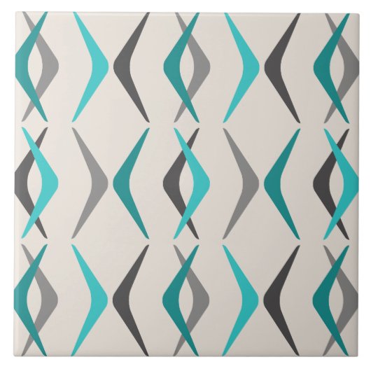 Carreau Boomerangs du milieu du siècle Turquoise (Devant)