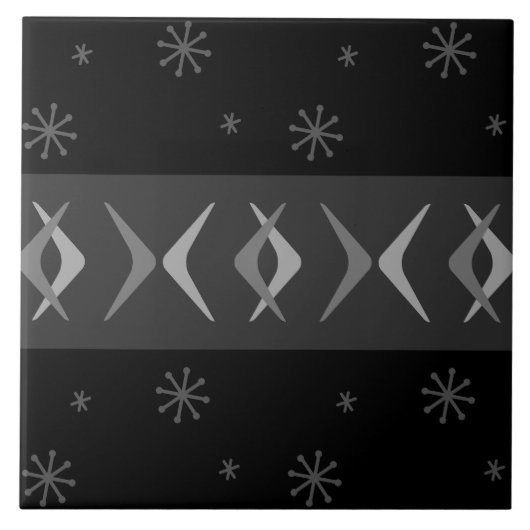 Carreau Boomerangs modernes du milieu du siècle Noir (Devant)