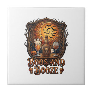 Carreau Boos Boisson Halloween Crâne Bouteille Bière Vin C