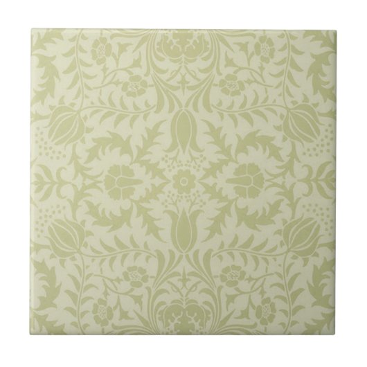 Carreau Borage vintage vert tendre damas de William Morris (Devant)