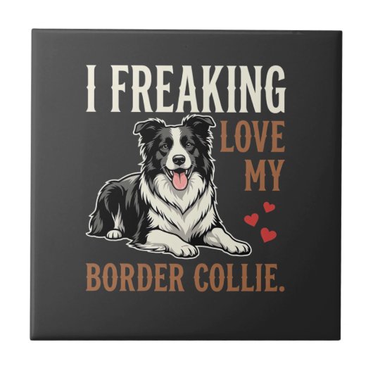Carreau Border Collie drôle d'amour de chien (Devant)