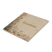 Carreau Bordure beige Fleur sauvage Boho rustique (Côté)