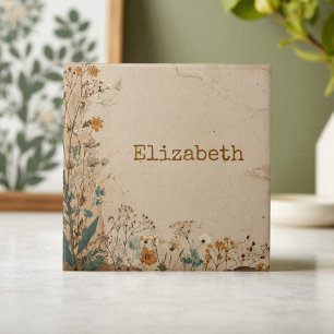 Carreau Bordure beige Fleur sauvage Boho rustique