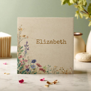 Carreau Bordure beige Fleur sauvage Boho rustique