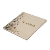 Carreau Bordure beige Fleur sauvage Boho rustique (Côté)