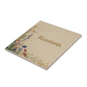 Carreau Bordure beige Fleur sauvage Boho rustique (Côté)