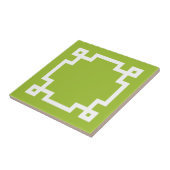 Carreau Bordure Clé Grecque Blanche Vert Citron Tendance (Côté)