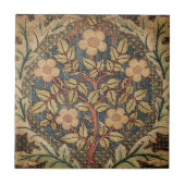 Carreau Bordure de feuille d'arbre à fleurs brodées (Devant)