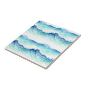 Carreau Bordure de vagues océaniques à l'aquarelle (Côté)