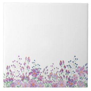 Carreau bordure du fond de la fleur d'aquarelle violette