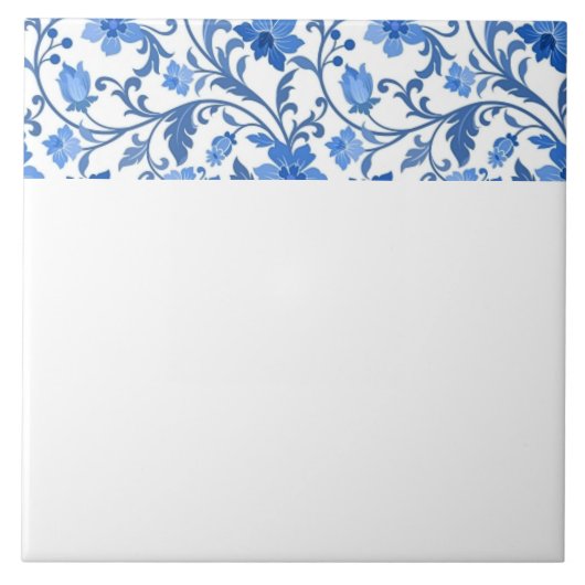 Carreau Bordure florale bleu simple (Devant)