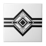 Carreau Bordure géométrique Art Déco noir blanc élégant<br><div class="desc">Art déco noir et blanc éclat détails géométriques ornement décoratif bordure carreaux céramique. Design original et élégant,  parfait pour un intérieur moderne ou art déco vintage.</div>