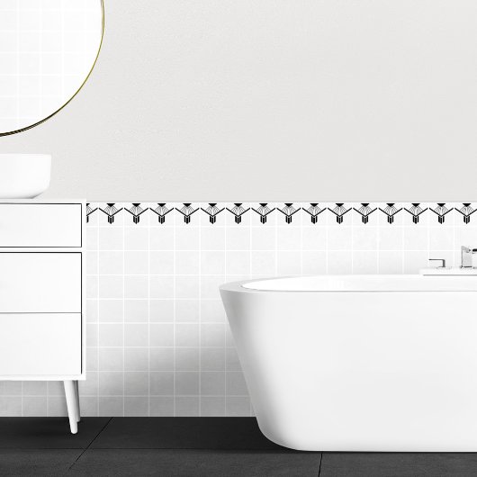 Carreau Bordure géométrique Art Déco noir blanc élégant