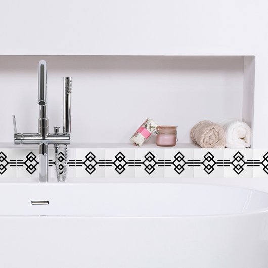 Carreau Bordure géométrique simple Art Déco noir blanc 03