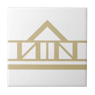 Carreau Bordure géométrique simple Art Déco Or Blanc 02