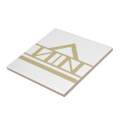 Carreau Bordure géométrique simple Art Déco Or Blanc 02 (Côté)