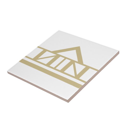 Carreau Bordure géométrique simple Art Déco Or Blanc 02 (Côté)