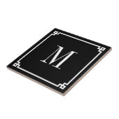 Carreau Bordure grecque noire et blanche monogrammée (Côté)