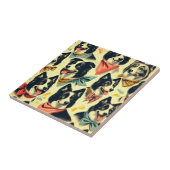 Carreau Bordure vintage Collie sans fil (Côté)