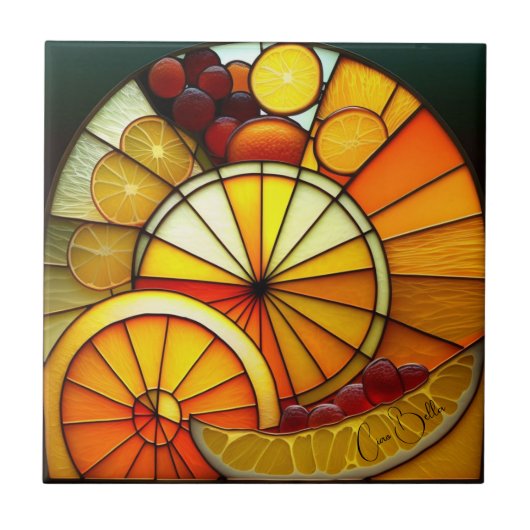 Carreau Bordures orange en verre (Devant)