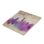 Carreau Boston, horizon de ville d'aquarelle de mA | (Côté)