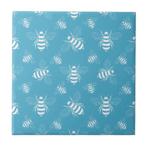 Carreau Botanique abeille vintage bleu (2)