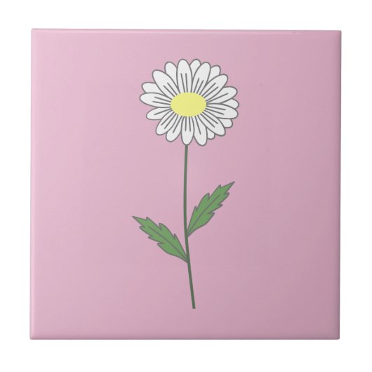 Carreau Botanique Daisy Pastel Fleur rose (Devant)