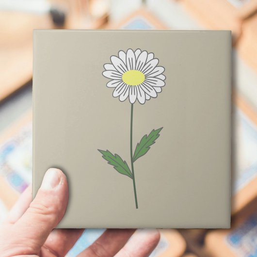 Carreau Botanique Daisy Pastel Flower Brown