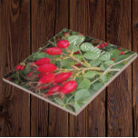Carreau Botanique de Rosehips rouges<br><div class="desc">Le thème botanique,  carreaux de céramique qui présente une photo de rosehips rouges,  brillants,  fruit de divers plantes Rose. Un joli design floral ! Sélectionnez votre taille de tuile. Fait une grande cuisine trivet!</div>