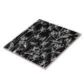 Carreau Botanique florale noire et blanche  (Côté)