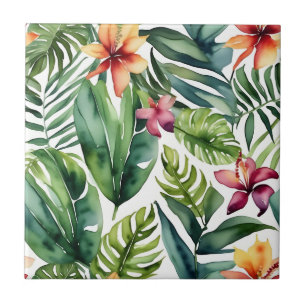 Carreau Botaniques tropicales Vibrant Aquarelle Foliage