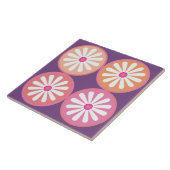 Carreau Bouches blanches avec cercles roses sur pourpre su (Côté)