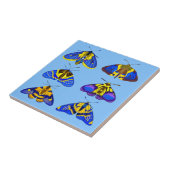 Carreau Bouches en bleu, jaune doré et Brown petits (Côté)