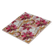 Carreau Boucles d'or Bourgogne rose Poinsettias de Noël (Côté)