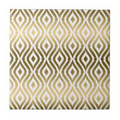 Carreau Boucles d'oreilles dorées et blanches modernes Mot (Devant)