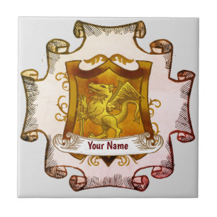 Carreau Bouclier de Dragons Blason de Famille Nom de Fami