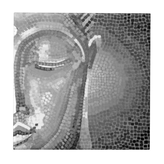 Carreau Bouddha noir et blanc font face (Devant)