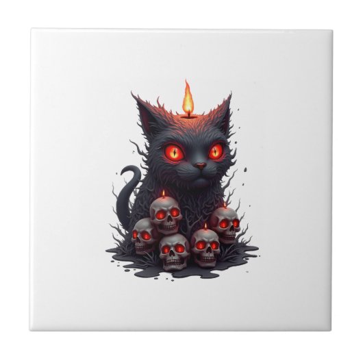 Carreau Bougie Chat Effrayant (Devant)