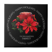 Carreau Bougie de Noël rouge, Holly et Poinsettia (Devant)
