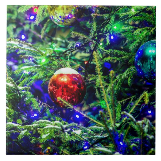 Carreau Boule rouge arbre de Noël vert (Devant)