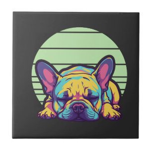 Carreau bouledogue français coloré endormi