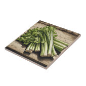 Carreau Bouquet de céleri frais sur bois (Côté)